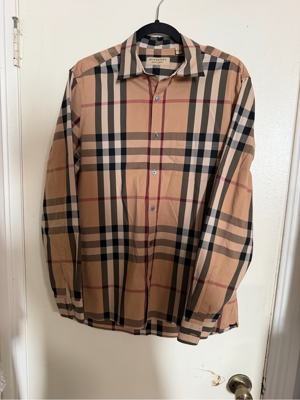Authentic Burberry Vintage Nova Check Long Sleeve Button Down Shirt Size L